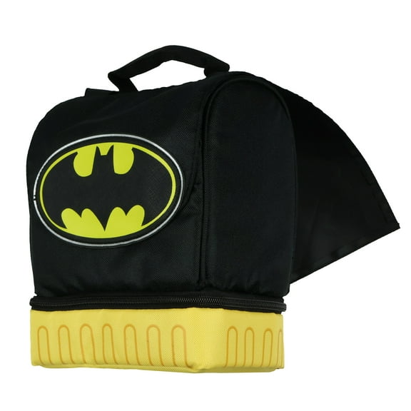 DC Comics Batman Lunch Box Dual Compartment Insulated 3D Cape Food Bag 10"