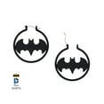 thumbnail image 1 of DC Comics Batman Matte Black Bat Logo Stainless Steel Hoop Earrings, 1 of 2