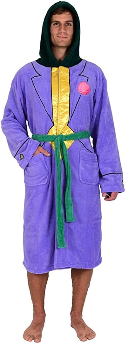 DC Comics Batman Men's Joker Jacket Hooded Fleece Robe (One Size)
