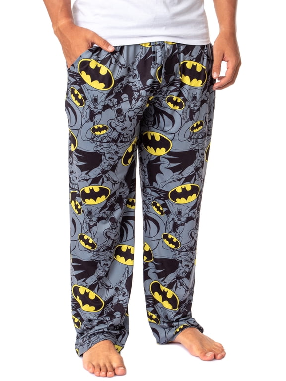 DC Comics Batman Mens' Bat Symbol Icon Retro Character Sleep Pajama Pants