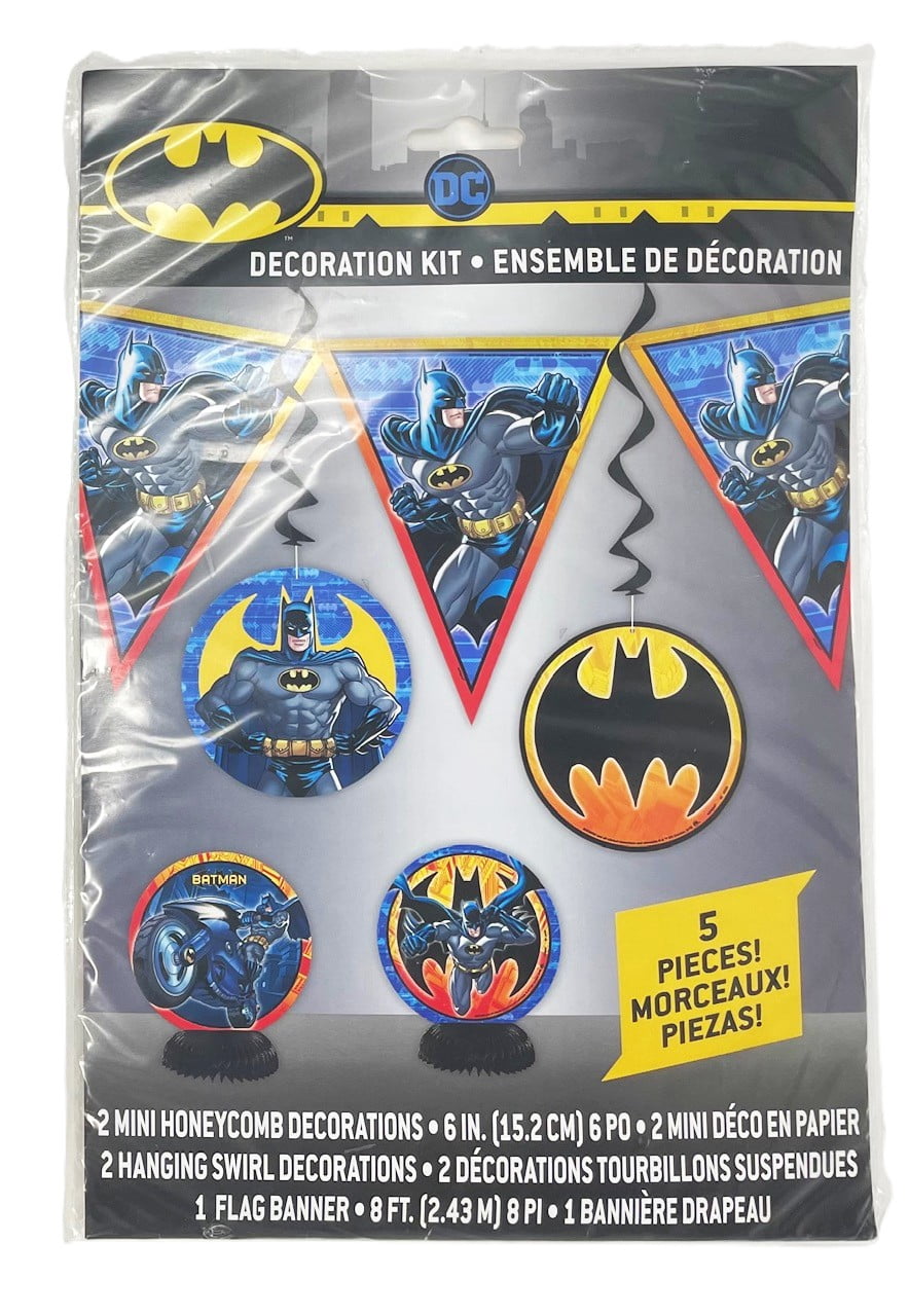 DC Comics Batman Party Room Hanging Banner & Table Decoration Kit - 5 ...