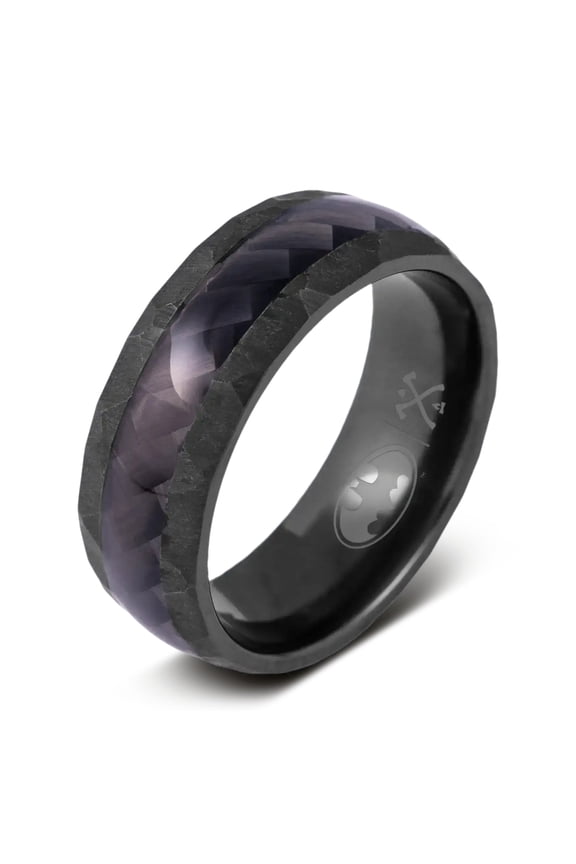 DC Comics Batman Ring for Men, Carbon Fiber, Size 15.5, 8mm Width