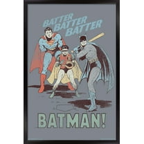 DC Comics - Batman - Robin - Superman - Batter Wall Poster, 14.725" x 22.375", Framed