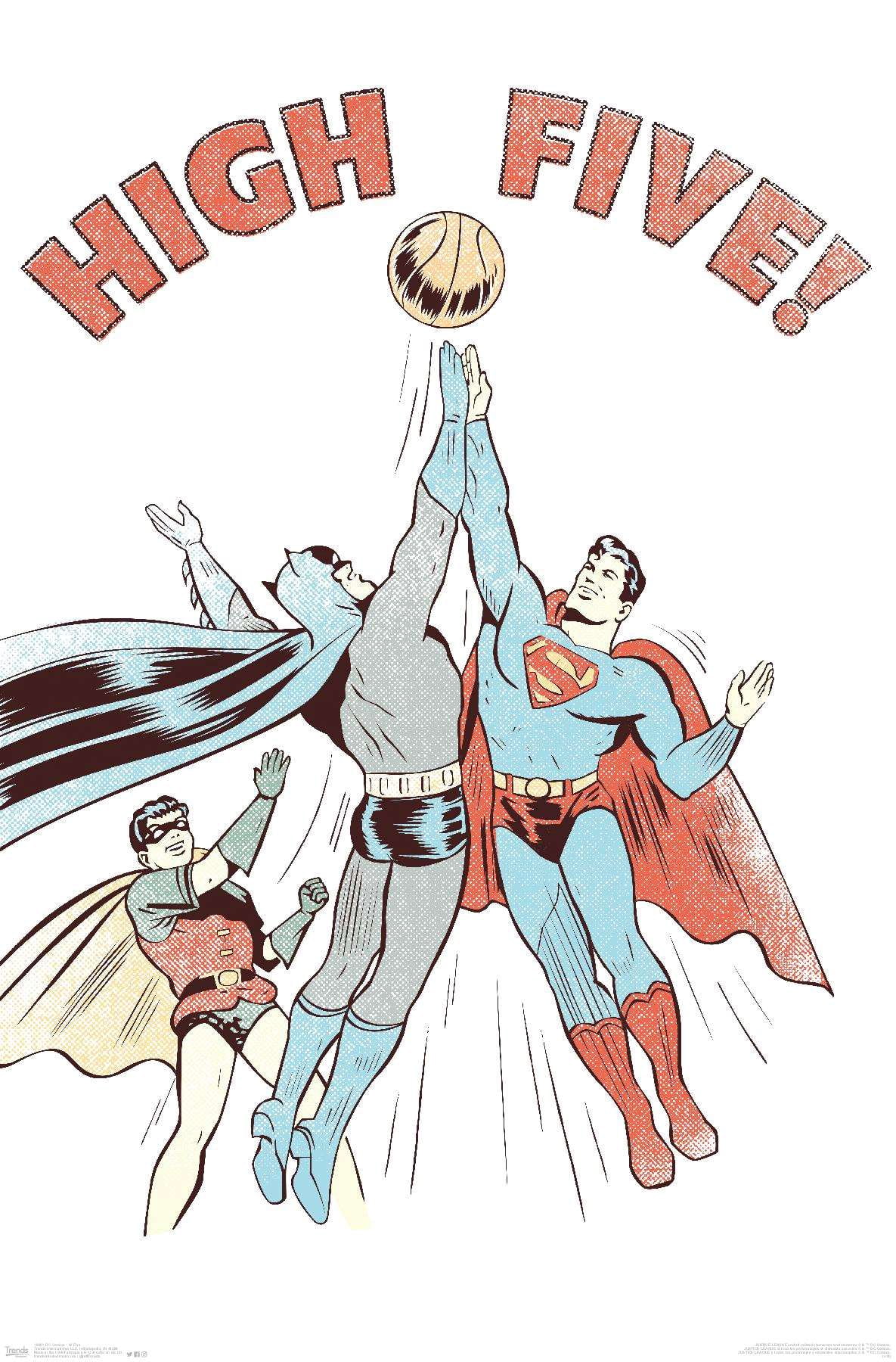 DC Comics - Batman - Robin - Superman - High Five Wall Poster, 14.725" x 22.375"