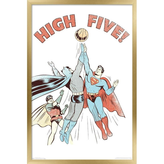 DC Comics - Batman - Robin - Superman - High Five Wall Poster, 22.375" x 34", Framed