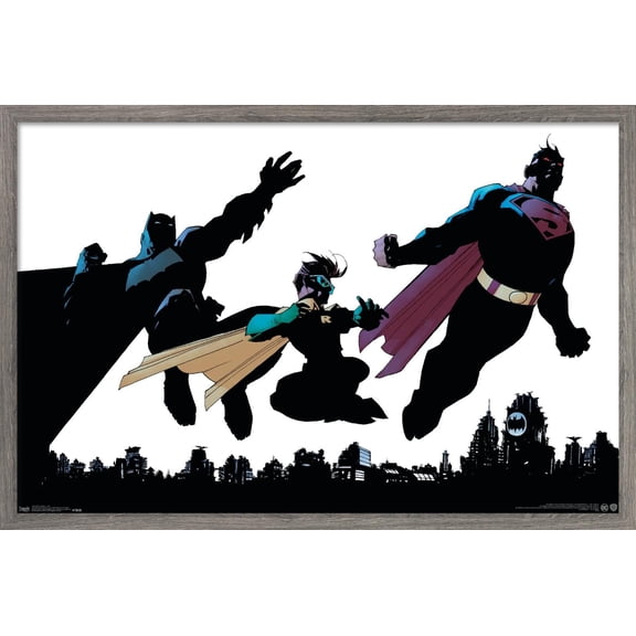 DC Comics - Batman - Robin - Superman - Trio Wall Poster, 14.725" x 22.375", Framed
