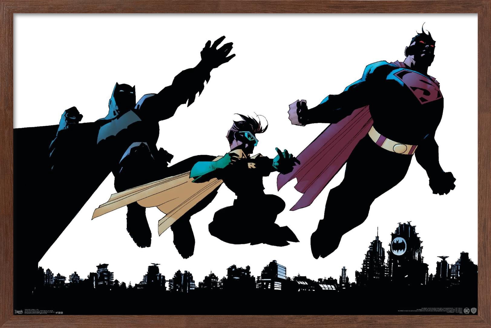 DC Comics - Batman - Robin - Superman - Trio Wall Poster, 22.375" x 34", Framed