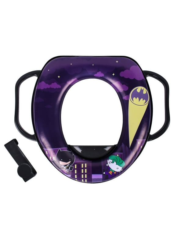 DC Comics Batman Soft Potty Training Seat,  Storage Hook and Handles - Toddlers 12+ Months, Unisex