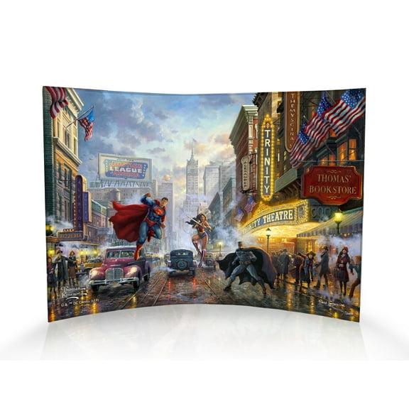 DC Comics (Batman, Superman and Wonder Woman) 10 x 7 Curved Acrylic Print Thomas Kinkade Studios Art