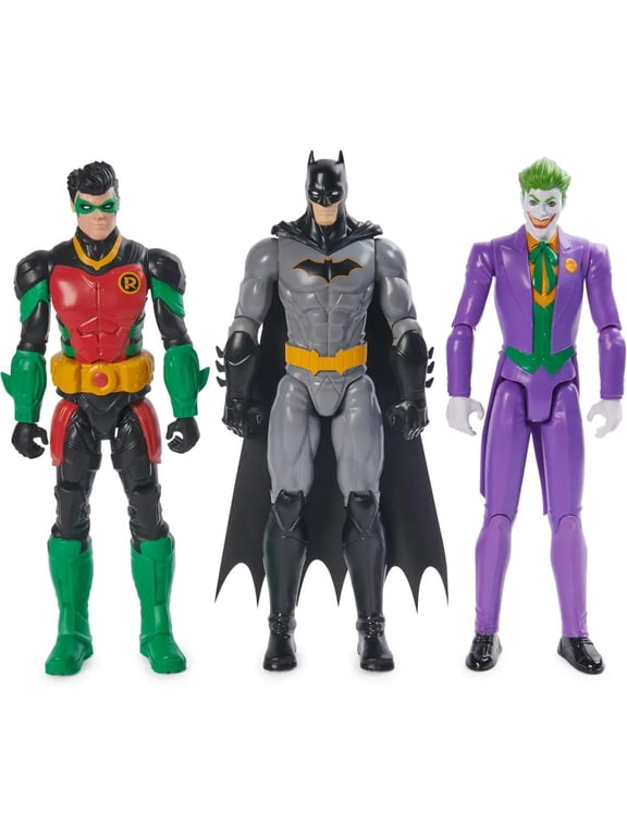 , Batman and Robin Against The Joker 3-Pack, 12-inch Action Figures, Collectible Super Hero Toys - Gift for Kids, Boys & Girls, Ages 3+