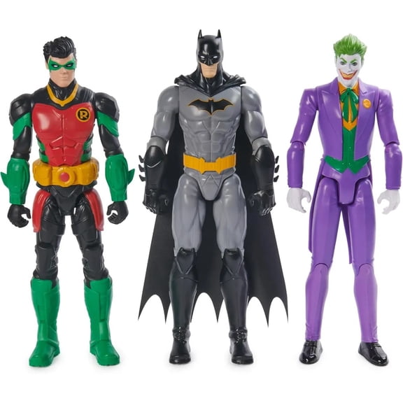 DC Comics, Batman and Robin Against The Joker 3-Pack, 12-inch Action Figures, Collectible Super Hero Toys - Gift for Kids, Boys & Girls, Ages 3+