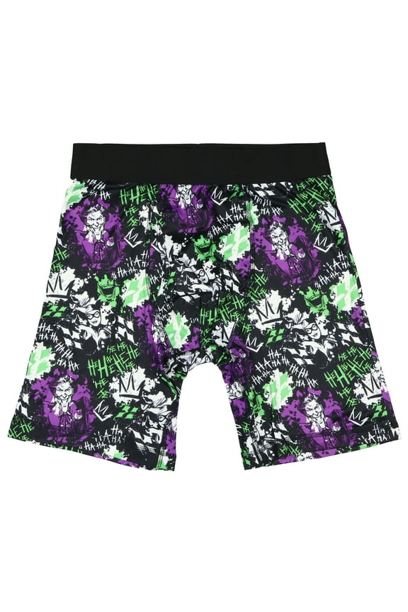 DC Comics Batman The Joker and Harley Quinn HA HA HA Men's Boxer Briefs All-Over Print Long Leg Tight Fit Underwear