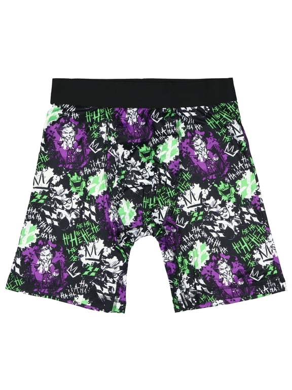 DC Comics Batman The Joker and Harley Quinn HA HA HA Men's Boxer Briefs All-Over Print Long Leg Tight Fit Underwear
