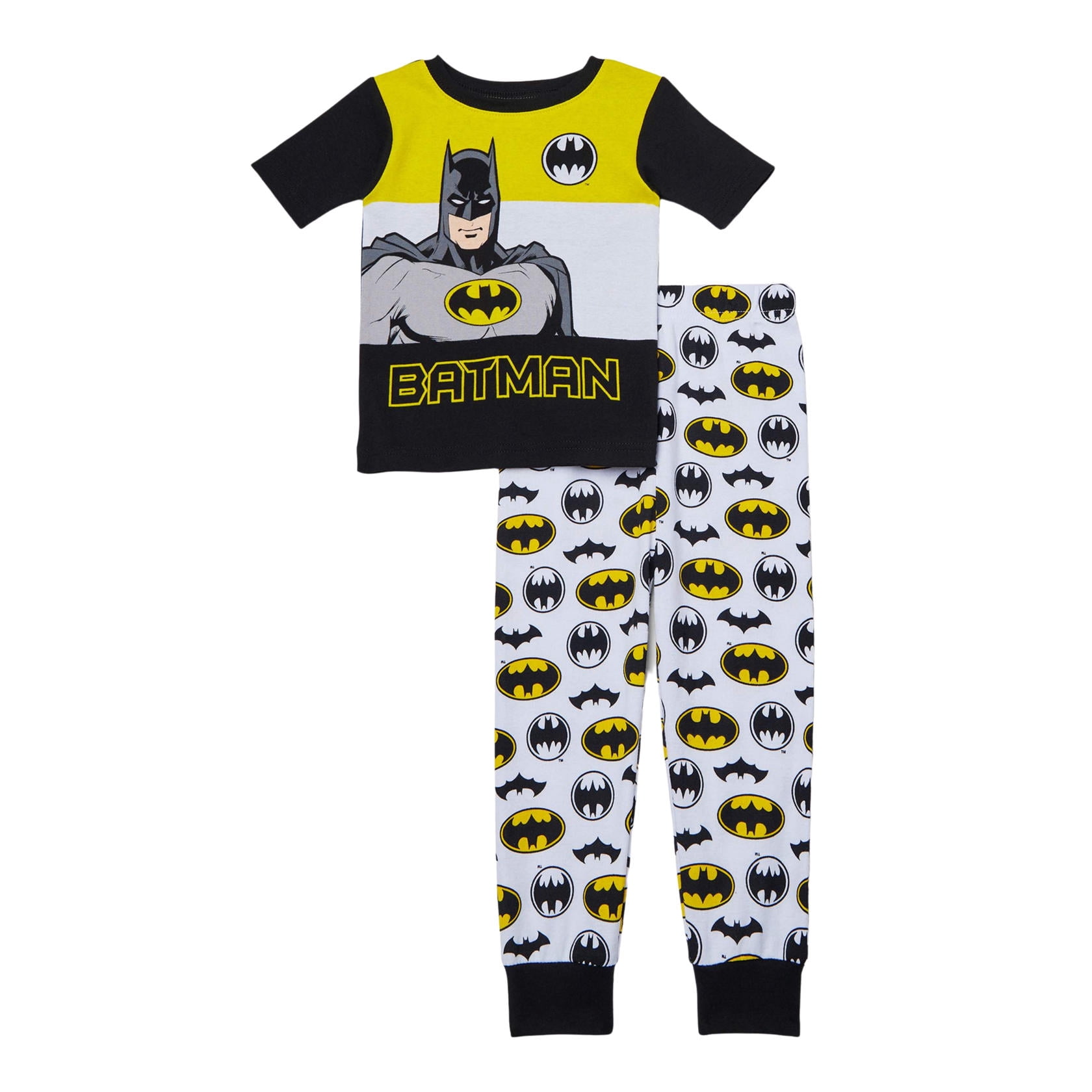 DC Comics Toddler Boys Black & Yellow Batman Pajamas Sleep Set 3T