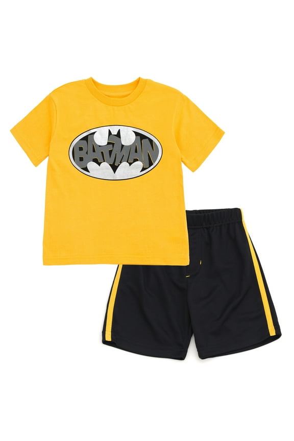 Batman Toddler Boys T-Shirt and Mesh Shorts Outfit Set Toddler to Little Kid