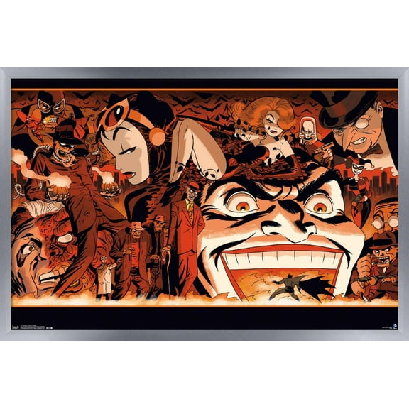 DC Comics - Batman - Villains Collage Wall Poster, 14.725" x 22.375", Framed