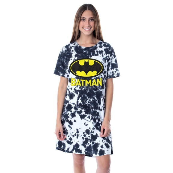 DC Comics Batman Womens' Bat Symbol Nightgown Sleep Pajama Shirt Tie-Dye
