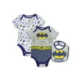 thumbnail image 1 of DC Comics Batman or Superman Bodysuits and Bib Set (Baby Boys), 1 of 1
