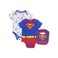 thumbnail image 1 of DC Comics Batman or Superman Bodysuits and Bib Set (Baby Boys), 1 of 1