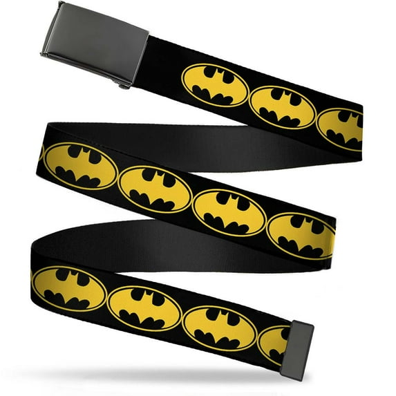 Adjustable Belt, Clamp Buckle, Cut-to-Fit, Bat Signal Black Yellow Black