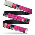 thumbnail image 1 of Adjustable Belt, Clamp Buckle, Cut-to-Fit, Batgirl Bubble Letters Stars Pink White, 1 of 3