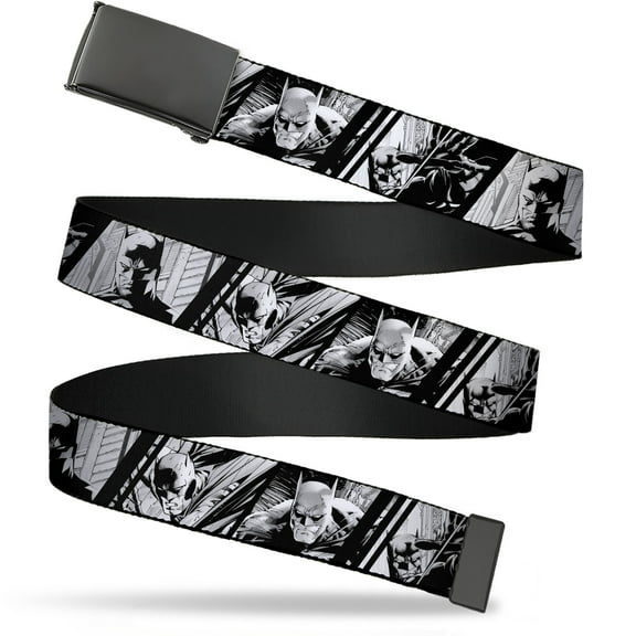 Adjustable Belt, Clamp Buckle, Cut-to-Fit, Batman Hush Pose Sketches Black White