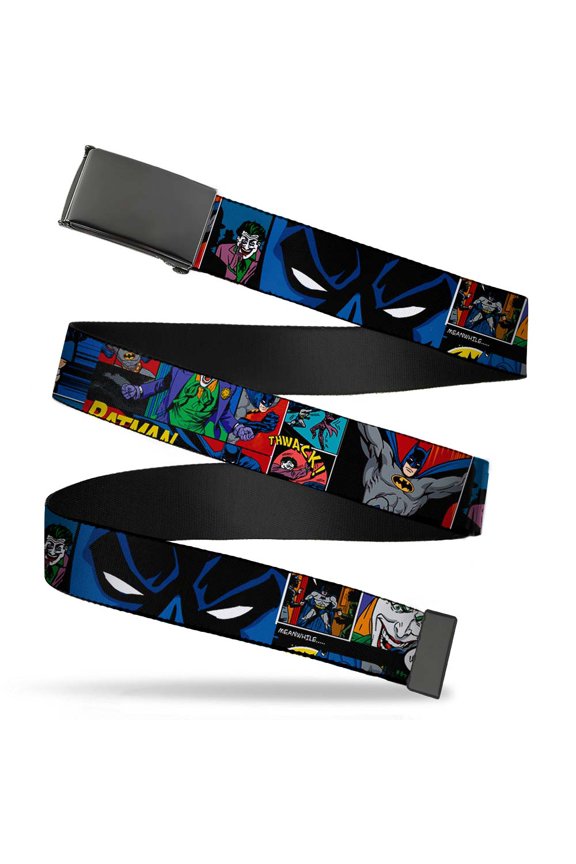 Adjustable Belt, Clamp Buckle, Cut-to-Fit, Batman Joker Comic Strip