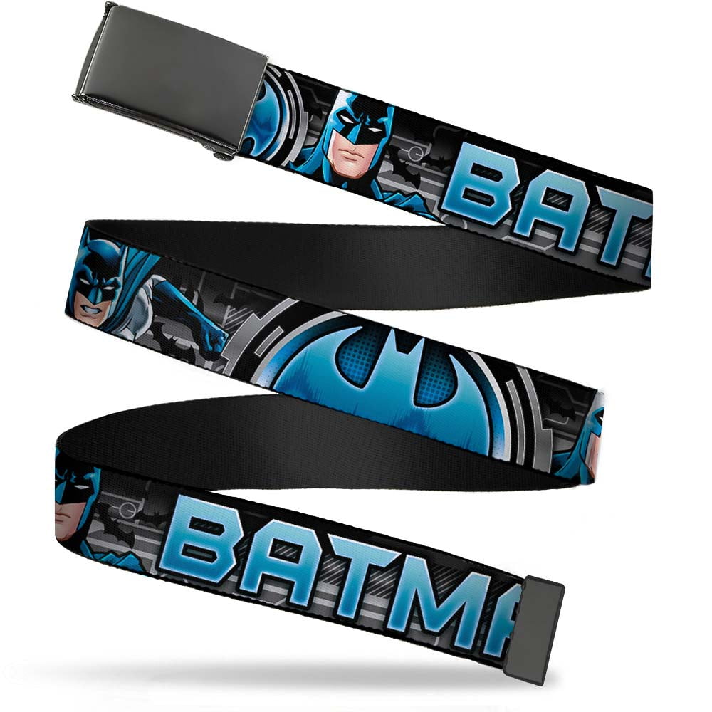 Buckle-Down Batman Seatbelt Belt – Adjustable Fashion Belt With Grappling Hook Design (Fits 32–52, DC Licensed)