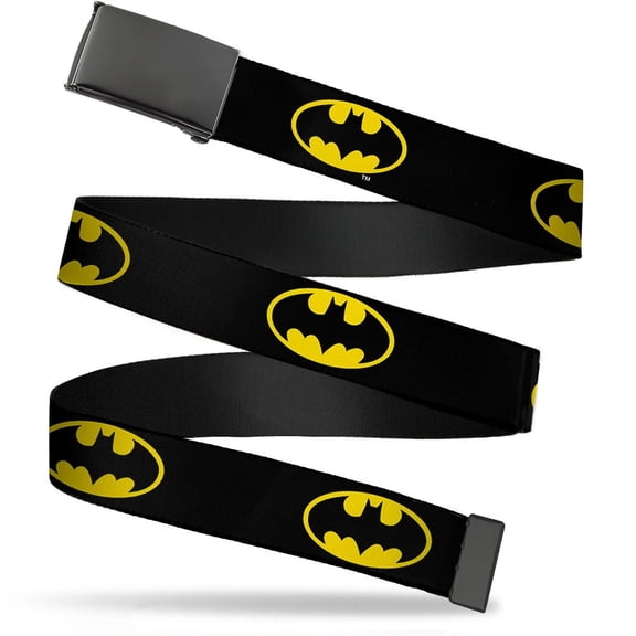 Adjustable Belt, Clamp Buckle, Cut-to-Fit, Batman Shield Black Yellow