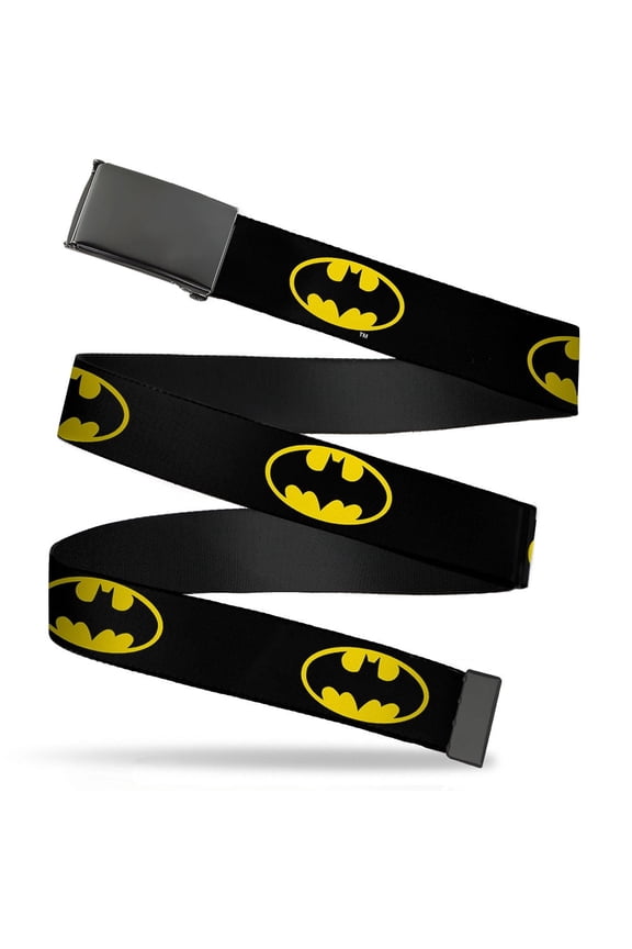 Adjustable Belt, Clamp Buckle, Cut-to-Fit, Batman Shield Black Yellow