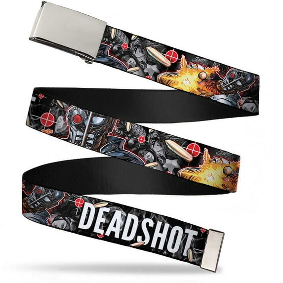 Adjustable Belt, Clamp Buckle, Cut-to-Fit, Deadshot Face Pose Targets Bullets