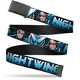 thumbnail image 1 of Adjustable Belt, Clamp Buckle, Cut-to-Fit, Nightwing Poses Logo Black Blues, 1 of 3