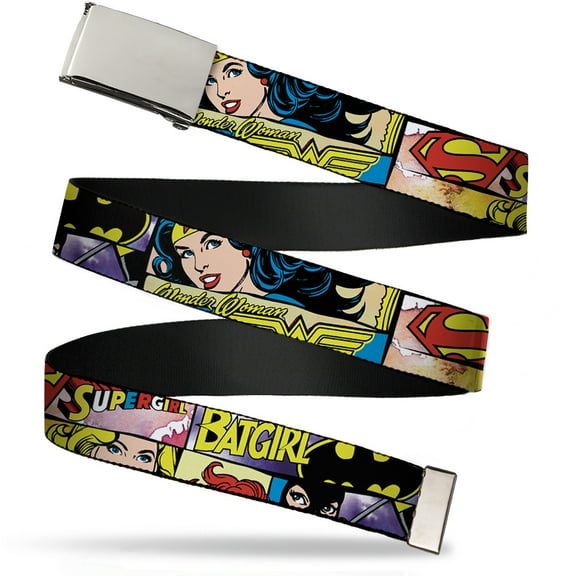 Adjustable Belt, Clamp Buckle, Cut-to-Fit, Superheroines Wonder Woman Supergirl Batgirl