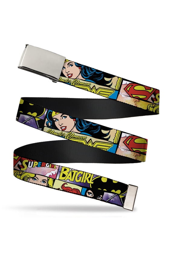 Adjustable Belt, Clamp Buckle, Cut-to-Fit, Superheroines Wonder Woman Supergirl Batgirl