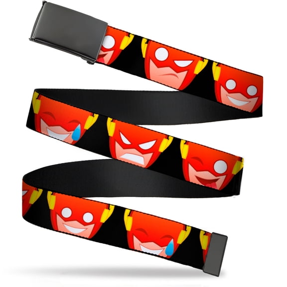 Adjustable Belt, Clamp Buckle, Cut-to-Fit, The Flash Emoji Expressions Black