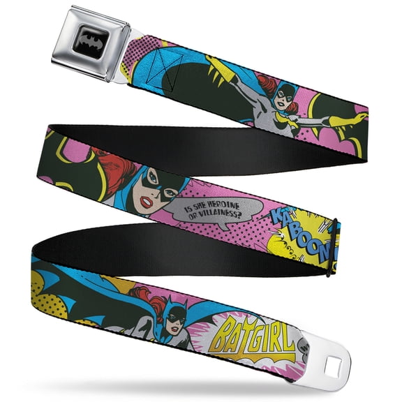 DC Comics Belt, Seatbelt Buckle Belt, Batgirl Is She Hero or Villain Batgirl In Action, 30 to 44 Inches