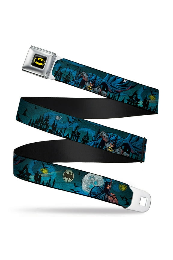 DC Comics Belt, Seatbelt Buckle Belt, Batman Gothic Knights Poses, Youth 22 to 32 Inches