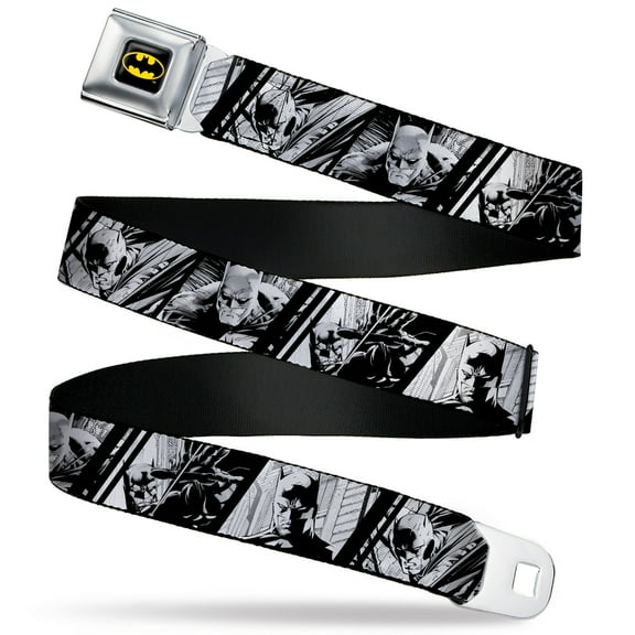 DC Comics Belt, Seatbelt Buckle Belt, Batman Hush Pose Sketches Black White, Youth 22 to 32 Inches