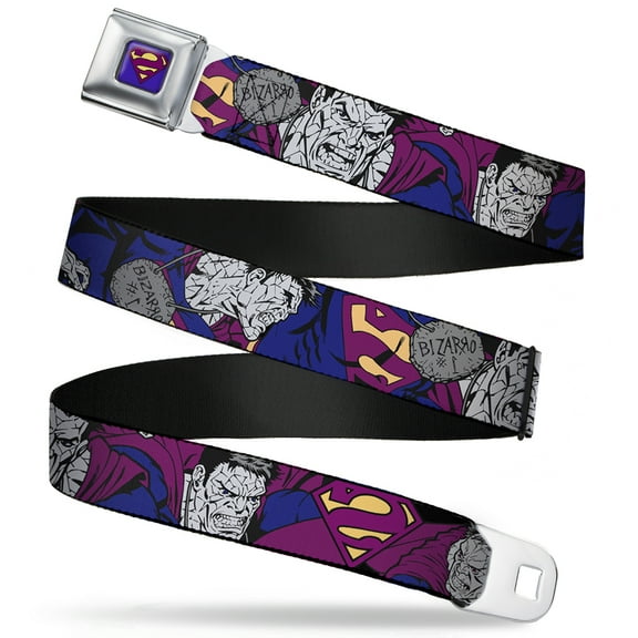 DC Comics Belt, Seatbelt Buckle Belt, Bizarro Action, 24 to 38 Inches