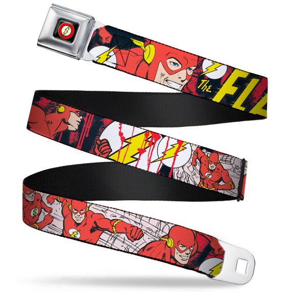 DC Comics Belt, Seatbelt Buckle Belt, The Flash In Action, 34 to 52 Inches