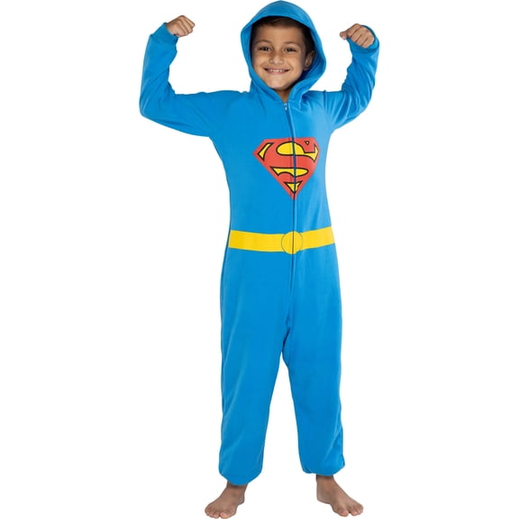 DC Comics Superhero Character Justice League Hooded Fleece Union Suit Footless Pajama for Men Women Kids Toddlers