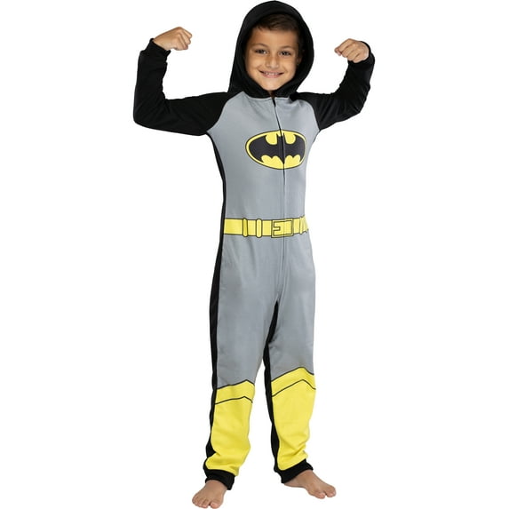 DC Comics Superhero Character Justice League Hooded Fleece Union Suit Footless Pajama for Men Women Kids Toddlers