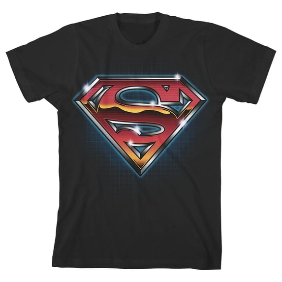 DC Comics Big Boys' Superman Shield Tee, Black, Medium