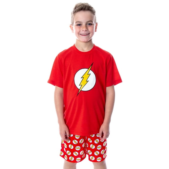 DC Comics Big Boys' The Flash Logo Short Sleeve Shirt Pajama Short Set