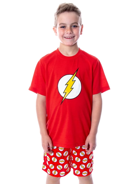 DC Comics Big Boys' The Flash Logo Short Sleeve Shirt Pajama Short Set