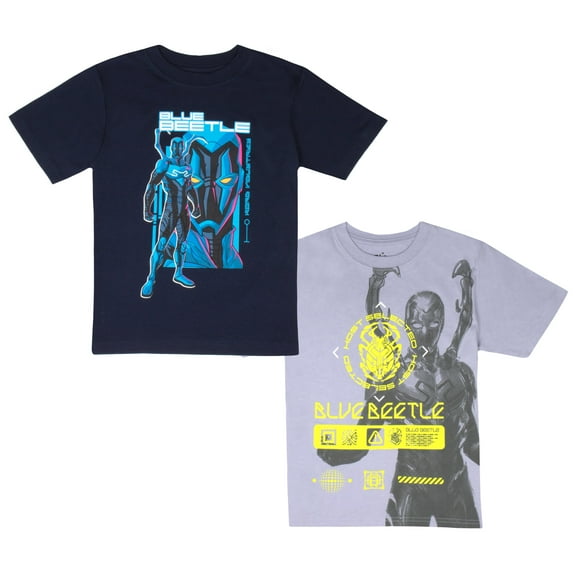 DC Comics Blue Beetle Ted Kord Graphic Boys T-shirt 2 Pack Bundle Set (Size 4-16)