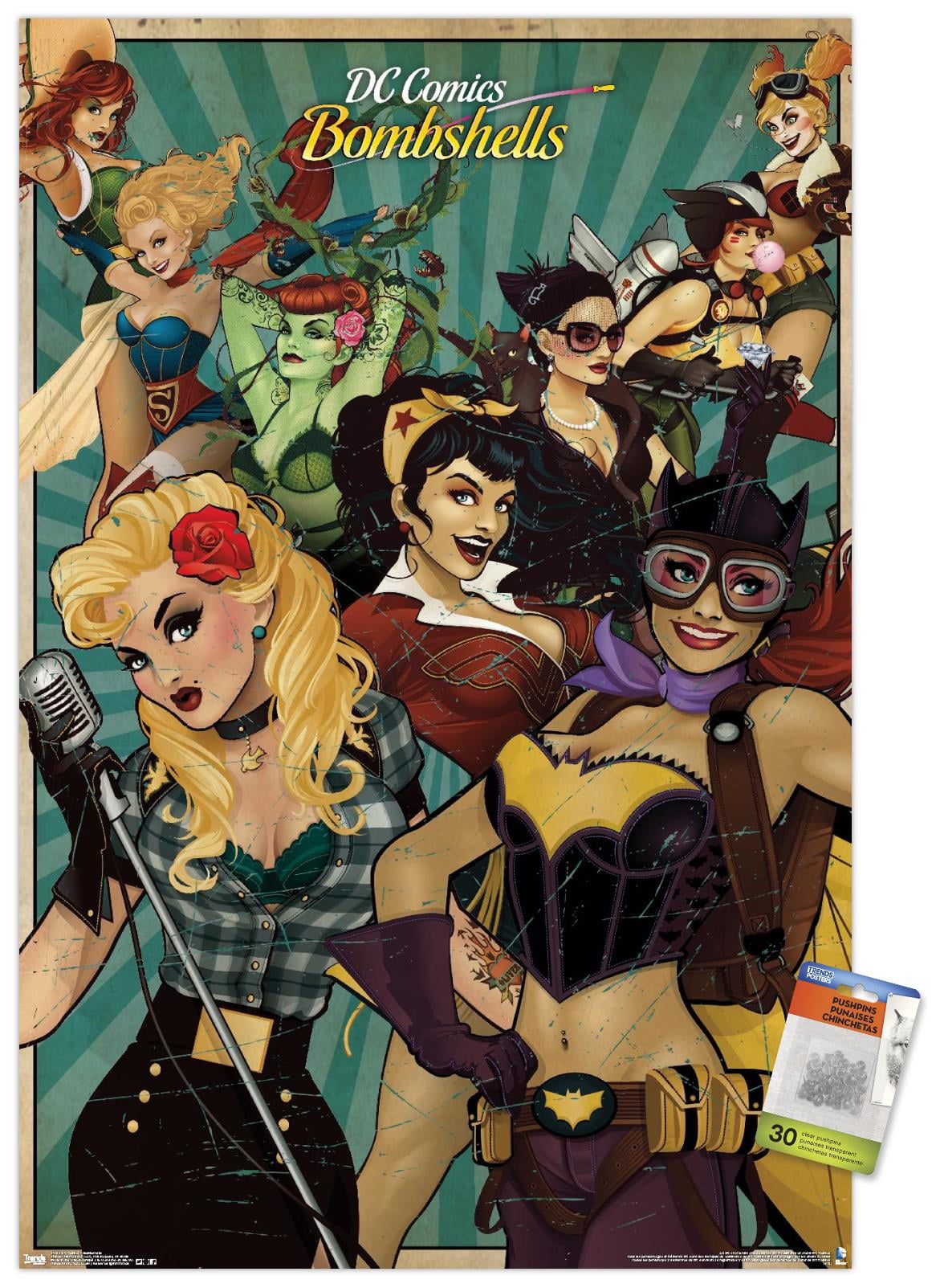 DC Comics - Bombshells Wall Poster with Push Pins, 22.375" x 34"