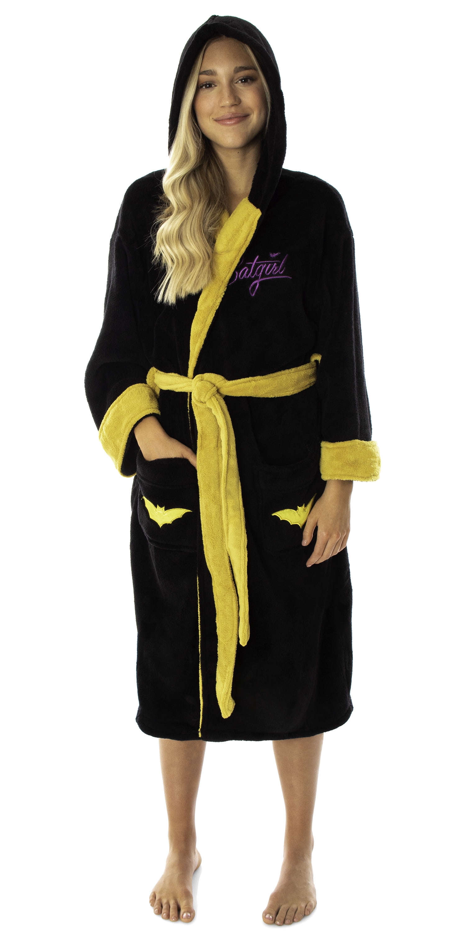 DC Comics Bombshells Women's Retro Batgirl Plush Fleece Hooded Robe ...