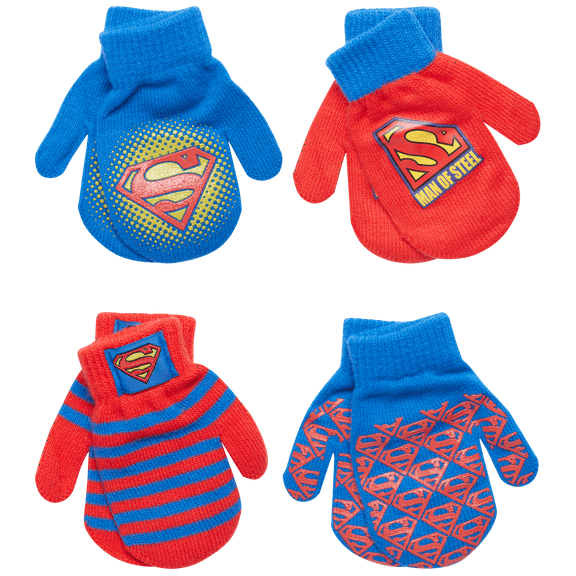 DC Comics Boys 4 Pack Mitten or Glove Set: Batman, Superman, Justice League (2-7)