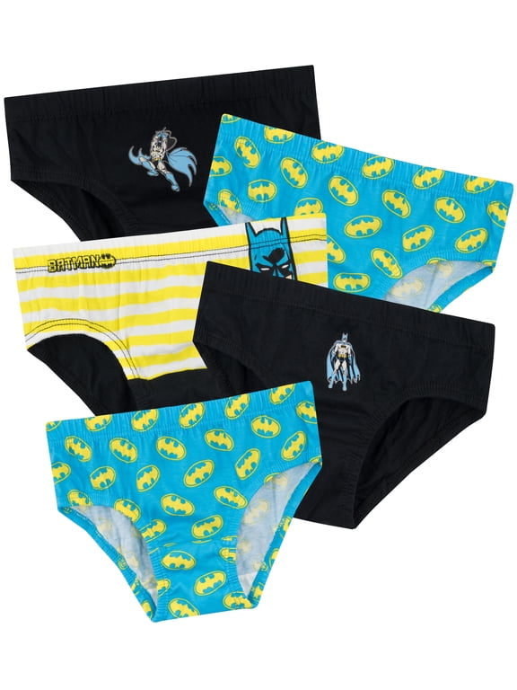 Boys Batman Briefs 5 Pack Black Sizes 3T - 10